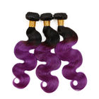 7A Ombre Purple Hair Weave / Two Tone Brazilian Body Wave Hair No Fiber