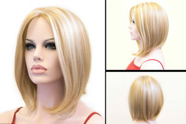 Layered Short Blonde Bob Wig Heat Resistant Synthetic Hair Extensions