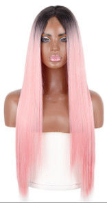금발 곧은 자연적 사람의 머리카락은 확대 핑크색을 위그스