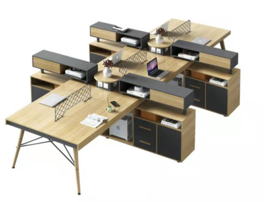Staff Workstation Desk L Shape Wood Melamine Table Office Furniture